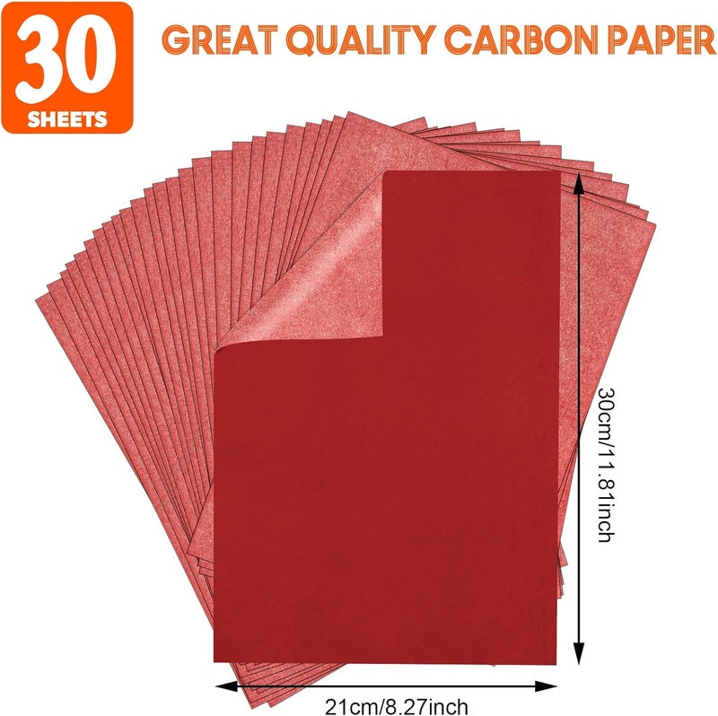 psler Red Carbon Paper for Tracing Graphite Transfer-Paper - 30 Pcs Red Graphite Paper for Tracing Drawing Patterns on Wood Projects Canvas Fabric Artist Lettering Sketch Drawing A4 Size 8.5 X 11 Inch - Image 2